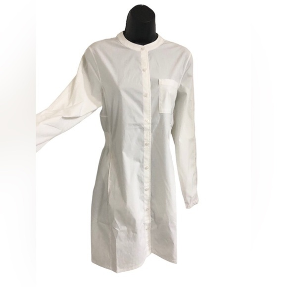 ATHLETA white poplin button down front PERFORMANCE shirt Dress size large new - Picture 10 of 11